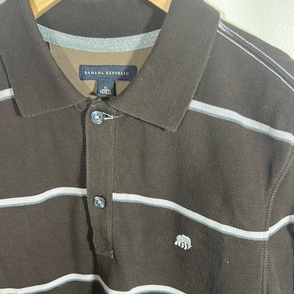 Banana Republic Brown and Gray Polo Shirt Classic Fit Short Sleeve Medium - Picture 2 of 7